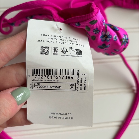 Maaji | Women's Bright Colorful Reversible Underwire Bikini Set Size Medium NWT - Picture 7 of 7